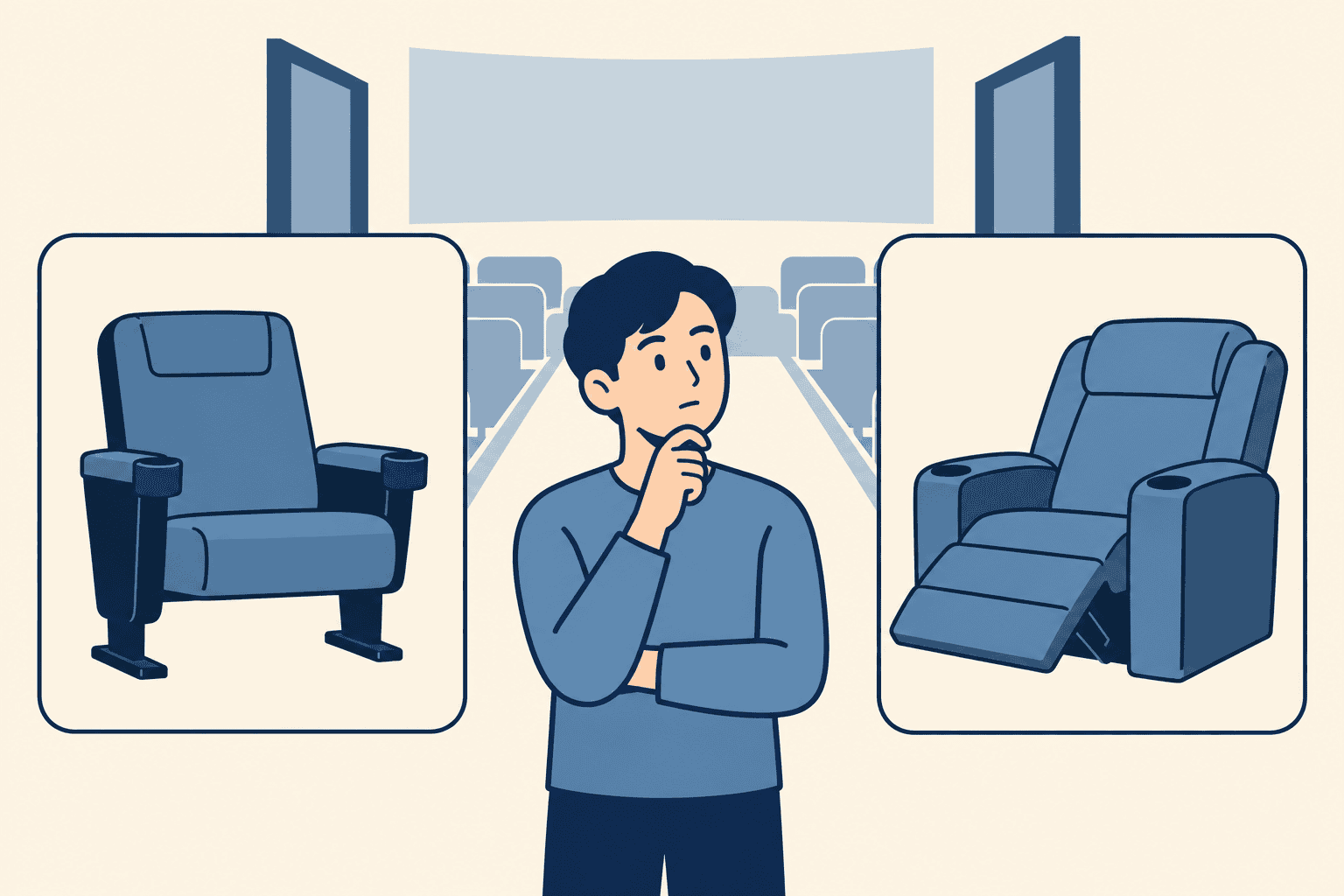 일반석과 리클라이너의 좌석·화면·동선 조건을 비교해 선택을 정리하는 사람